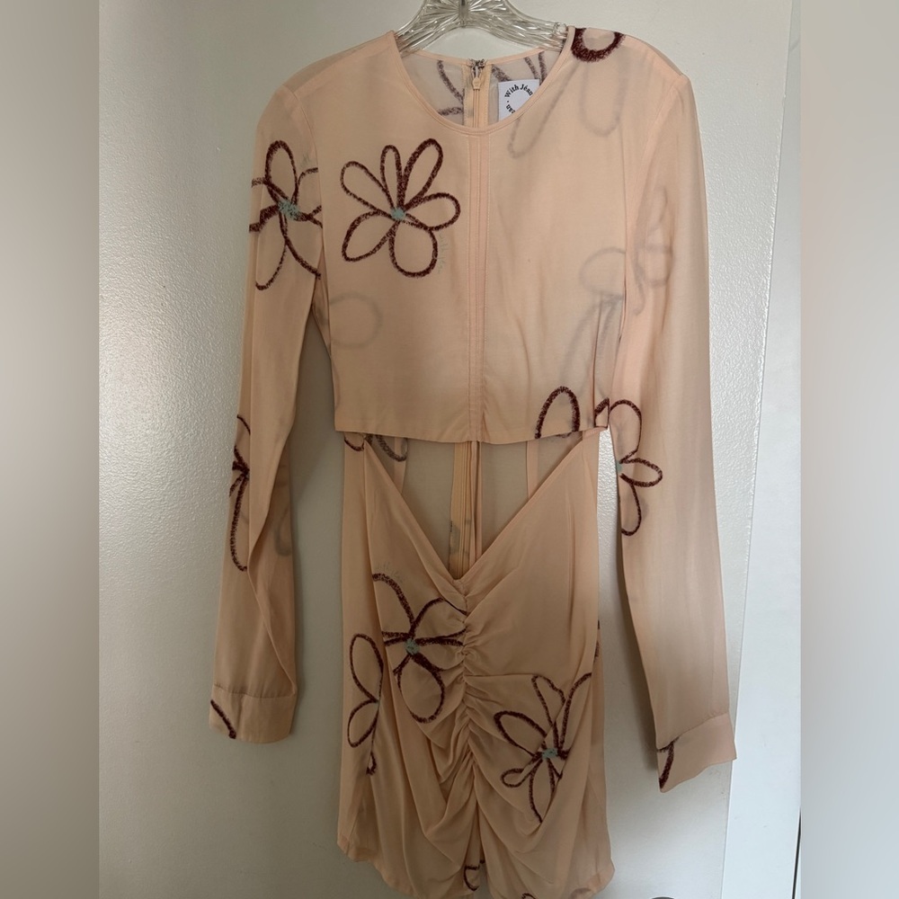With Jean never worn Elegant Floral Beige Dress